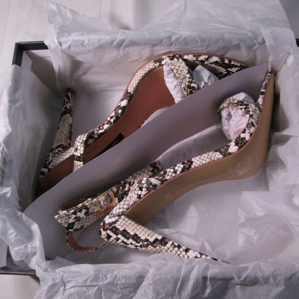 French Connection Tessa Snake Heeled Ankle Strap Sandals Sz 9M - Picture 12 of 12